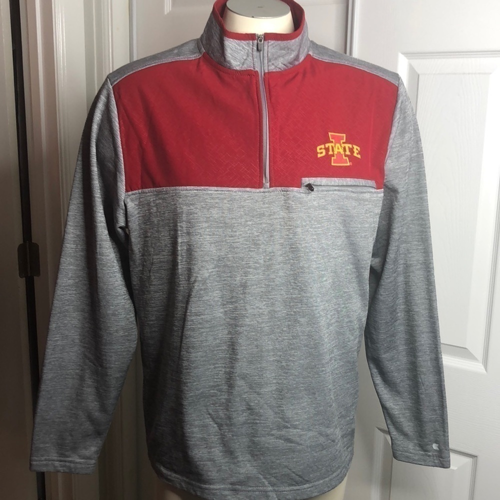 Colosseum Iowa State Pullover Half Zip Red Gray M